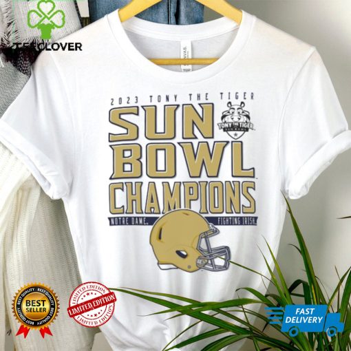 Mens CHAMPION wht Notre Dame Fighting Irish 2023 Sun Bowl Champions Shirt