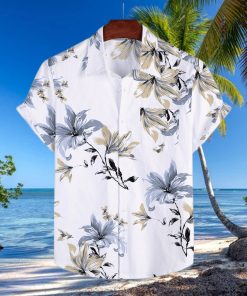 Men’s Cotton Linen hawaiian Shirt Summer Floral Print