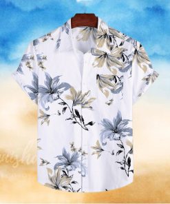 Men’s Cotton Linen hawaiian Shirt Summer Floral Print