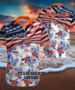 Men’s Denver Broncos Hawaiian Shirt USA Flag from USAmerci Store