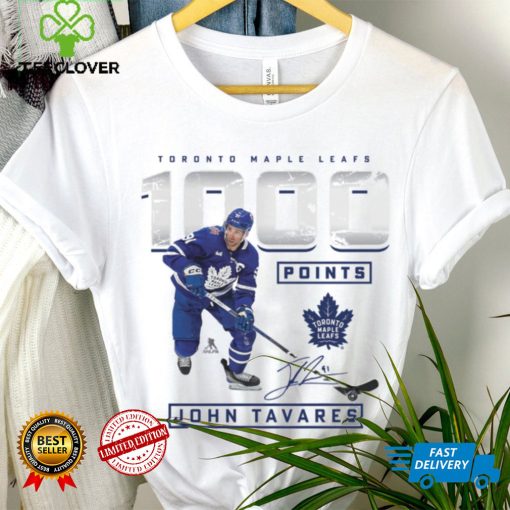 Men’s Fanatics Branded John Tavares White Toronto Maple Leafs 1,000 Career Points T Shirt