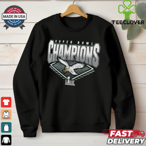 Men’s Fanatics Kelly Green Philadelphia Eagles Super Bowl LIX Champions Retro Graphic Long Sleeve T Shirt