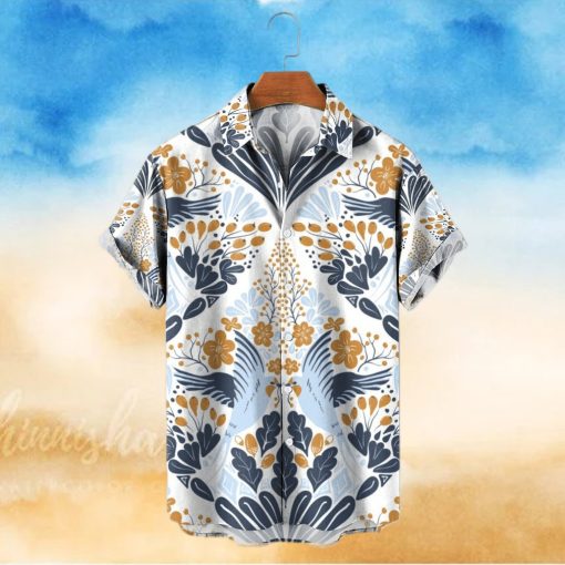 Men’s Hawaiian Shirt Diamond Shaped Swallow And Flower Print T hoodie, sweater, longsleeve, shirt v-neck, t-shirt