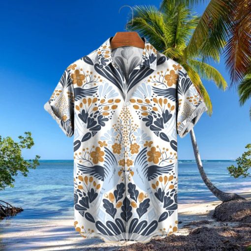 Men’s Hawaiian Shirt Diamond Shaped Swallow And Flower Print T hoodie, sweater, longsleeve, shirt v-neck, t-shirt