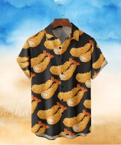 Men’s Hawaiian Shirts Japanese Tempura Shrimp Chest Pocket Short Sleeve Casual Shirt