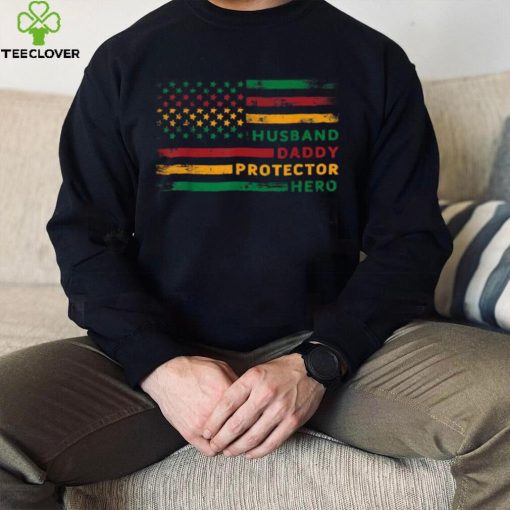 Mens Husband Daddy Protector Hero Usa Flag Father Day Junenth Crewneck Sweatshirt