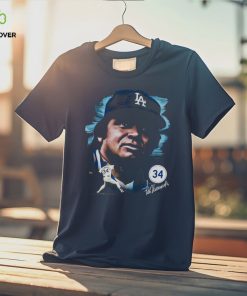 Men's Los Angeles Dodgers Fernando Valenzuela Mitchell & Ness Black Cooperstown Collection Portrait T Shirt