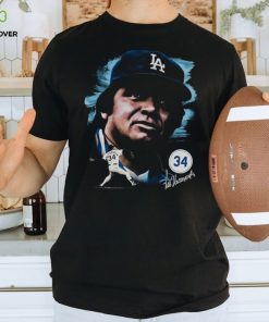 Men's Los Angeles Dodgers Fernando Valenzuela Mitchell & Ness Black Cooperstown Collection Portrait T Shirt