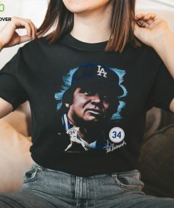 Men's Los Angeles Dodgers Fernando Valenzuela Mitchell & Ness Black Cooperstown Collection Portrait T Shirt