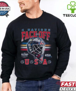 Men's Navy USA 2025 4 Nations Face Off Goalie Mask T Shirt