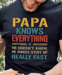 Mens Papa Knows Everything Funny Fathers Day Gift For Papa Crewneck Sweatshirt