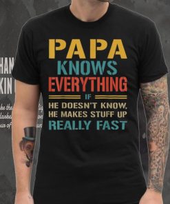 Mens Papa Knows Everything Funny Fathers Day Gift For Papa Crewneck Sweatshirt