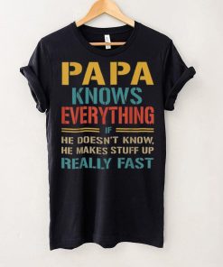 Mens Papa Knows Everything Funny Fathers Day Gift For Papa Crewneck Sweatshirt