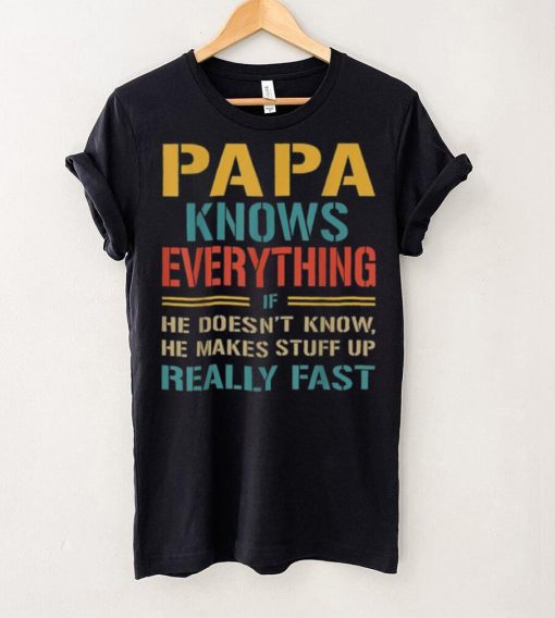 Mens Papa Knows Everything Funny Fathers Day Gift For Papa Crewneck Sweatshirt