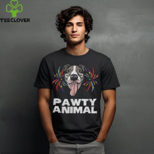Mens Pawty Animal Party Dog Partying Funny Dog Lovers T Shirt