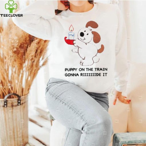 Men’s Puppy on the train gonna ride hoodie, sweater, longsleeve, shirt v-neck, t-shirt