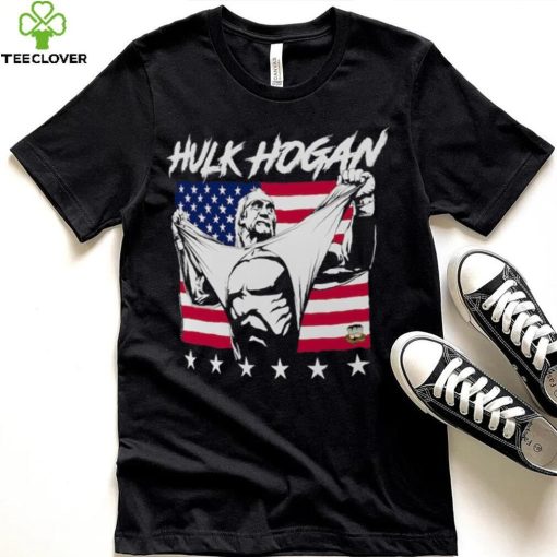 Men’s Ripple Junction Black Hulk Hogan American Flag Graphic T Shirt