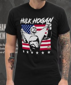 Men's Ripple Junction Black Hulk Hogan American Flag Graphic T Shirt