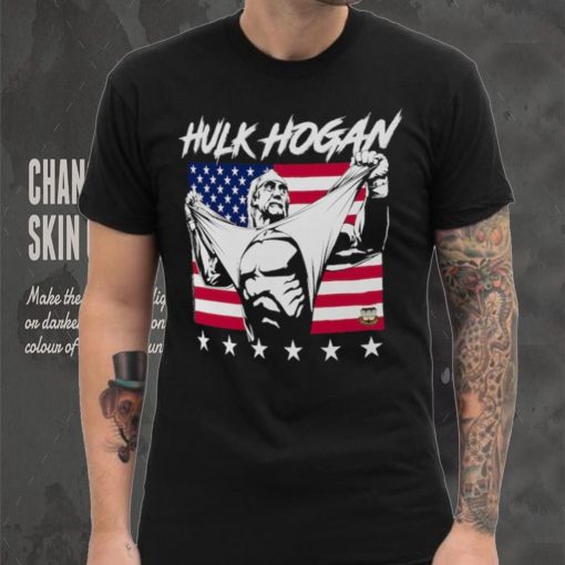 Men’s Ripple Junction Black Hulk Hogan American Flag Graphic T Shirt