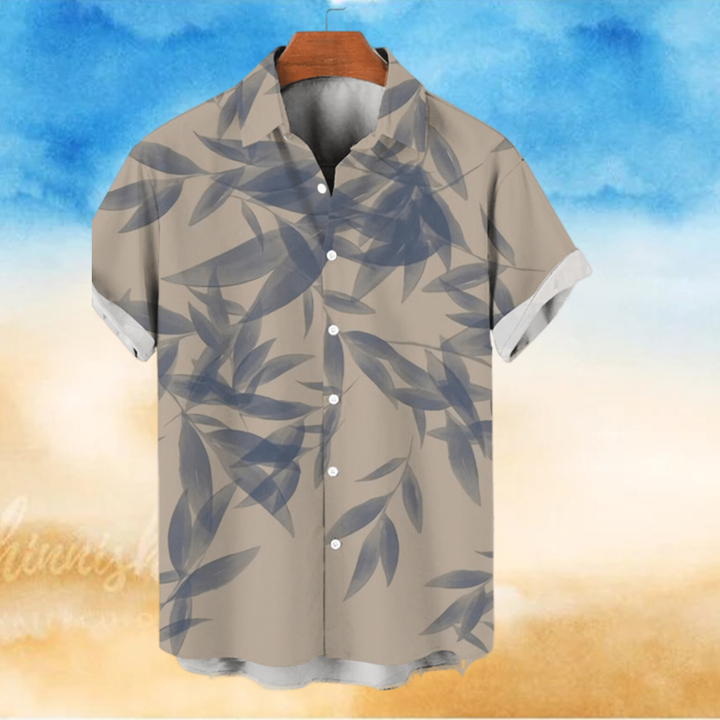 Men's Shirt Graphic Shirt Aloha Shirt Leaves Turndown Black White