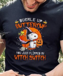 Men’s Snoopy buckle up buttercup you just flipped my witch switch shirt