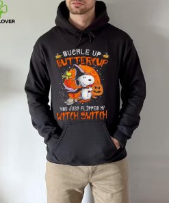 Men’s Snoopy buckle up buttercup you just flipped my witch switch shirt