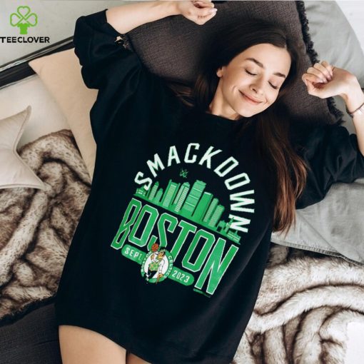 Men’s Sportiqe Black SmackDown x Boston Celtics Tri Blend T Shirt