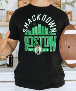 Men's Sportiqe Black SmackDown x Boston Celtics Tri Blend T Shirt