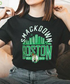 Men's Sportiqe Black SmackDown x Boston Celtics Tri Blend T Shirt