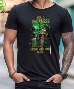 Men’s St. Patricks Day St. Patricks Day Hello Darkness My Old Friend Beer Skull Print T Shirt