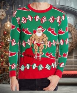 Men’s Ugly Christmas Sweater Santa Gains Fitness