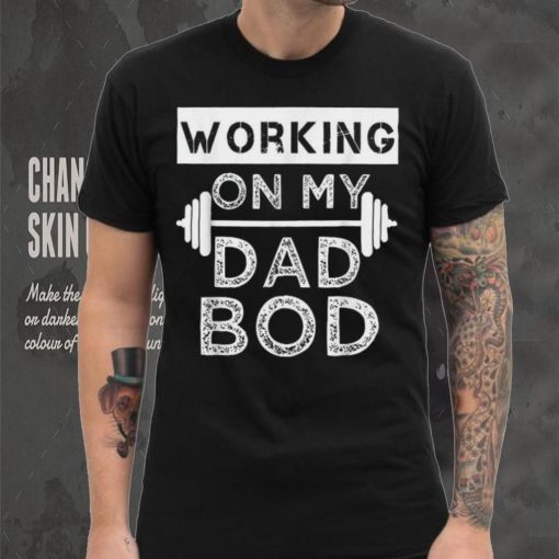 Mens Working On My Dad Bod Funny Fat Dad Gym Father’s Day Crewneck Sweatshirt