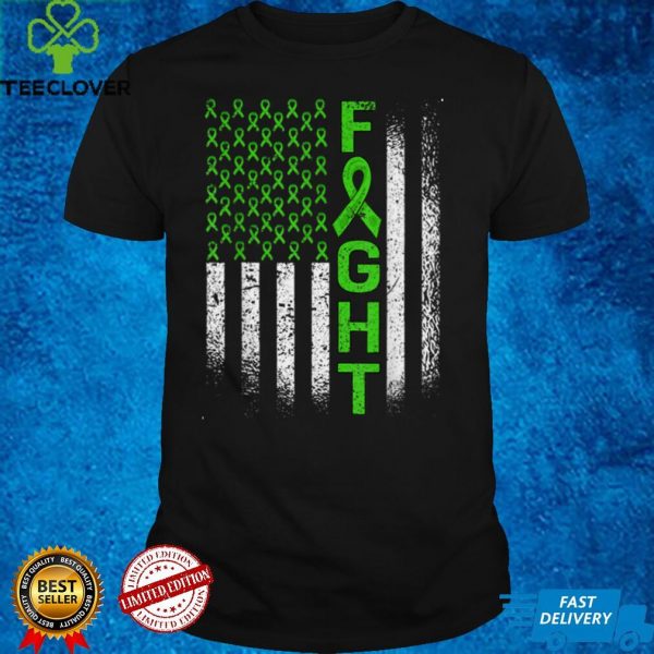 Mental Health Awareness USA Flag Distressed Green Ribbon T Shirt