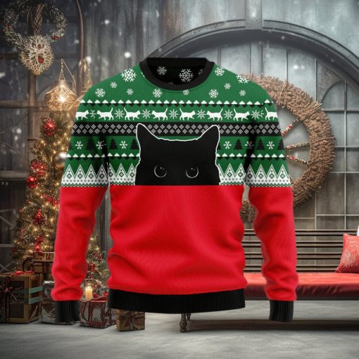 Meow Meow Black Cat Ugly Christmas Sweater Gift Men Women