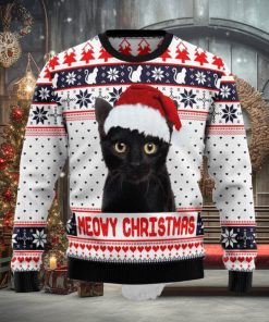 Meowy Black Cat Christmas Snowboard Ugly 3D Sweater For Thanksgiving