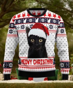 Meowy Black Cat Christmas Snowboard Ugly 3D Sweater For Thanksgiving