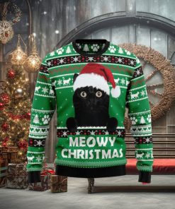 Meowy Black Cat Ugly Christmas Sweaters