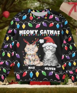 Meowy Catmas Christmas Funny Cats   Personalized Ugly Sweater