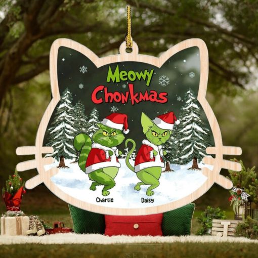 Meowy Chonkmas, Gift For Cat Lover, Personalized Acrylic Ornament