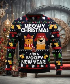 Meowy Christmas And Woofy New Year Ugly Sweater Party