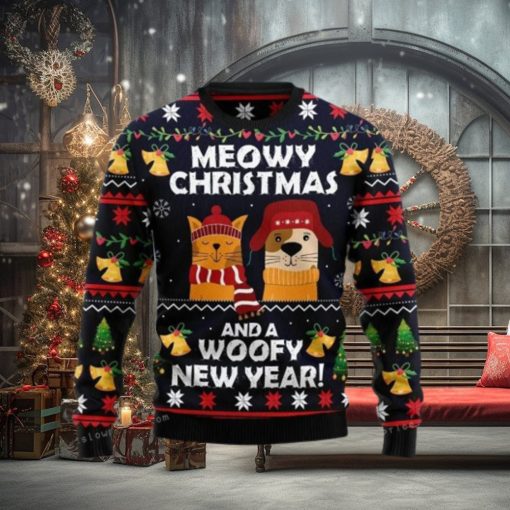 Meowy Christmas And Woofy New Year Ugly Sweater Party