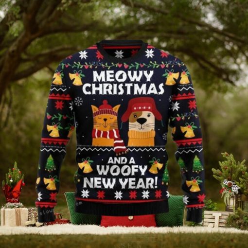 Meowy Christmas And Woofy New Year Ugly Sweater Party