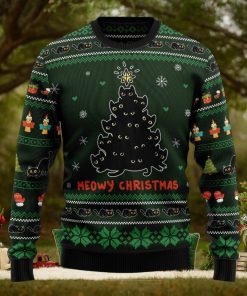 Meowy Christmas Black Cat Ugly Christmas Sweater
