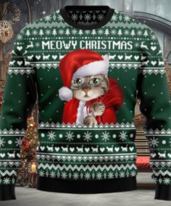 Meowy Christmas Santa Cat Xmas Ugly Sweater