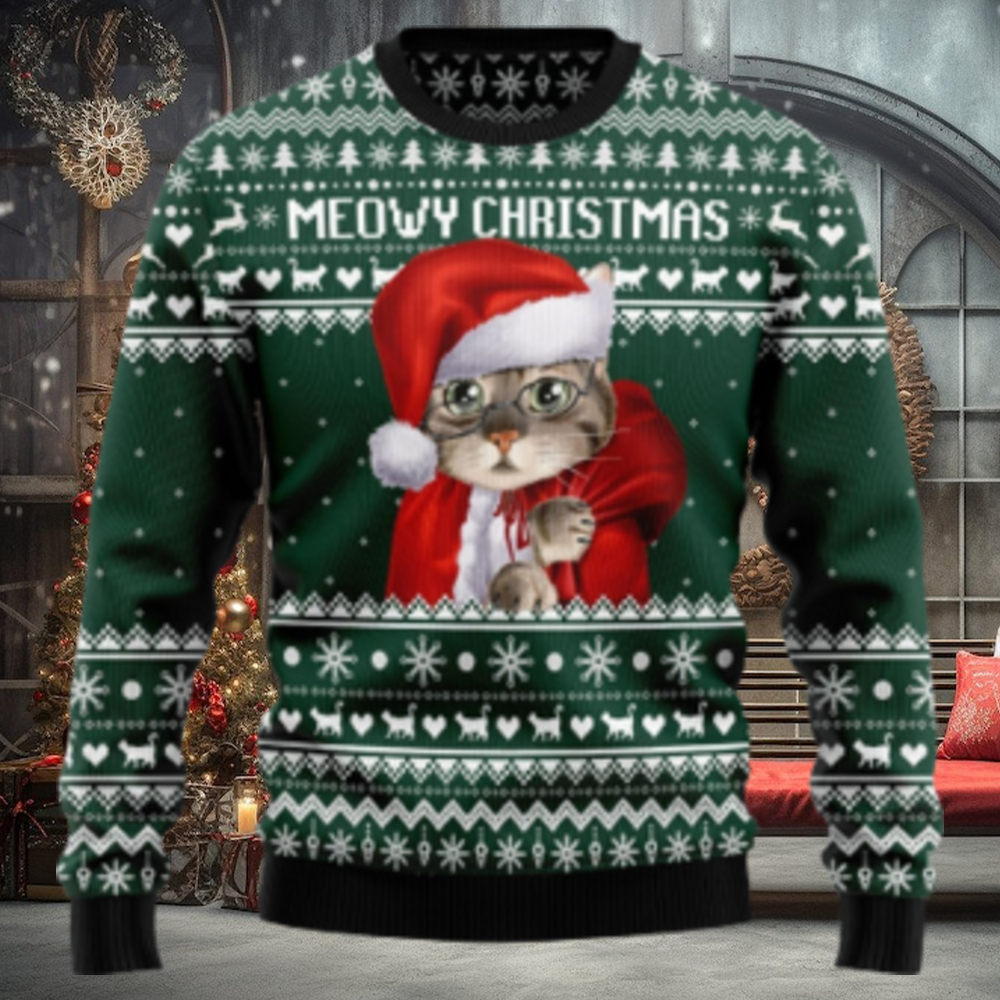 Meowy Christmas Santa Cat Xmas Ugly Sweater Meowy Christmas Santa Cat Xmas Ugly Sweater