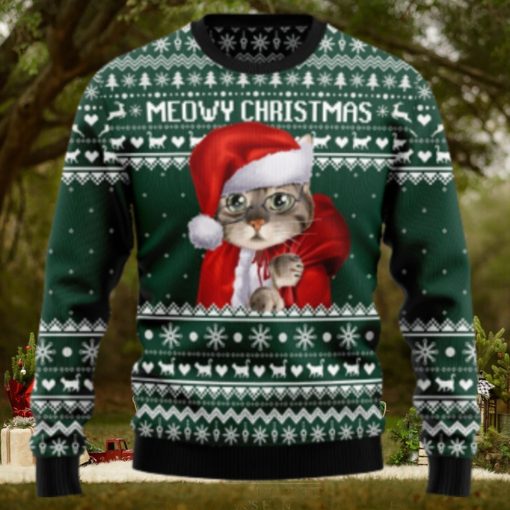 Meowy Christmas Santa Cat Xmas Ugly Sweater