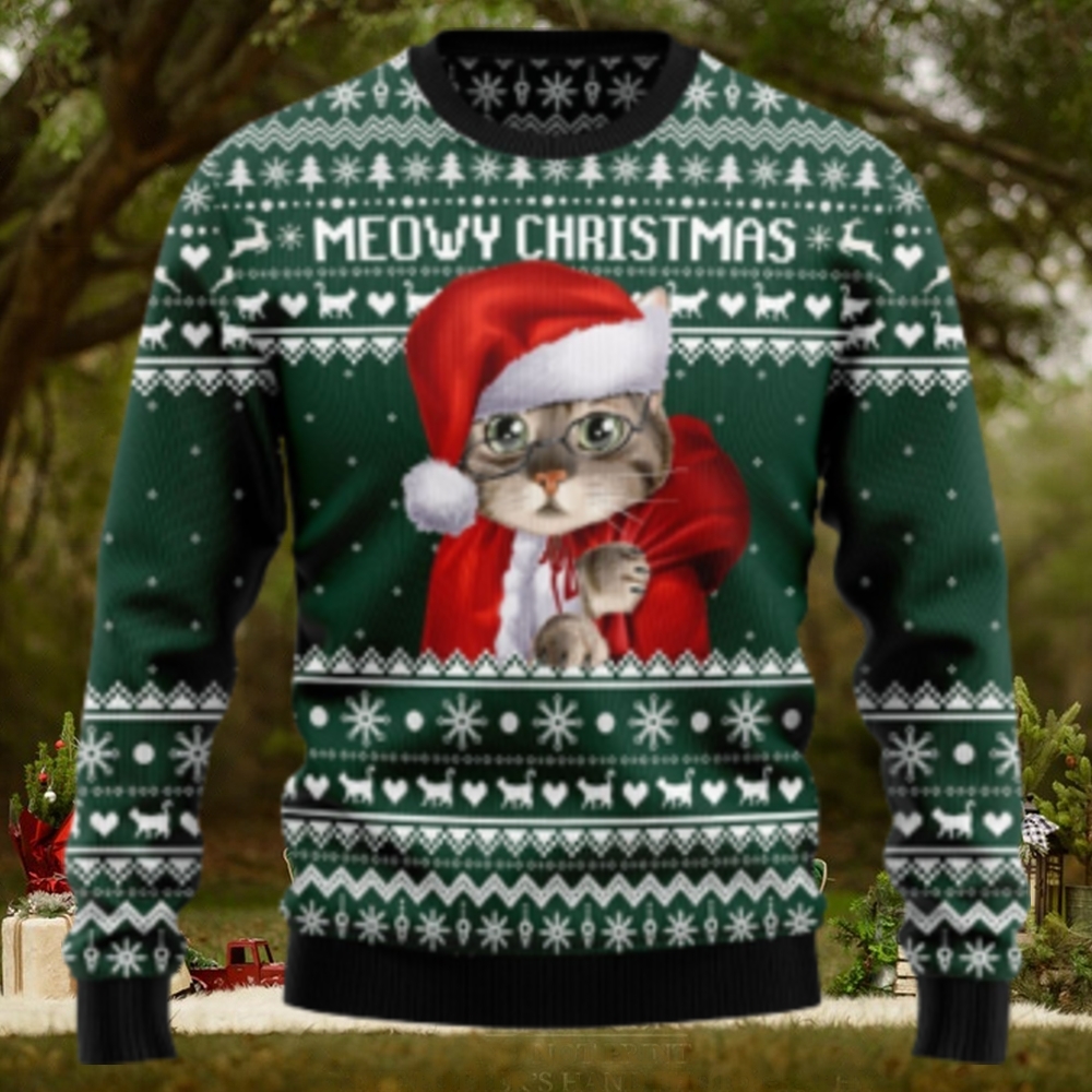 Meowy Christmas Santa Cat Xmas Ugly Sweater Meowy Christmas Santa Cat Xmas Ugly Sweater