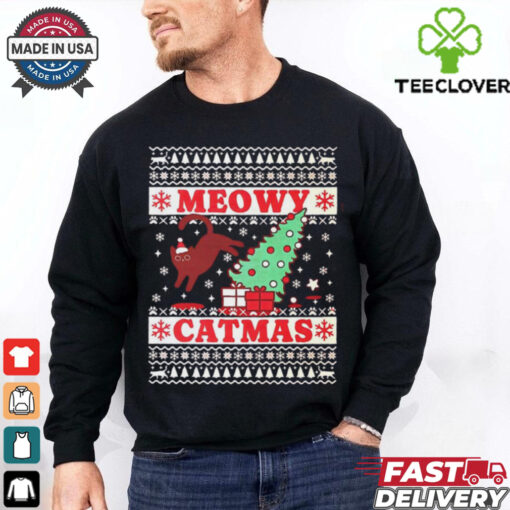 Meowy catmas ugly Christmas cat shirt