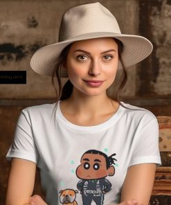 Mercedes AMG F1 Driver Lewis Hamilton And His Dog Roscoe In The Style Of Crayon Shin Chan Unisex T shirt