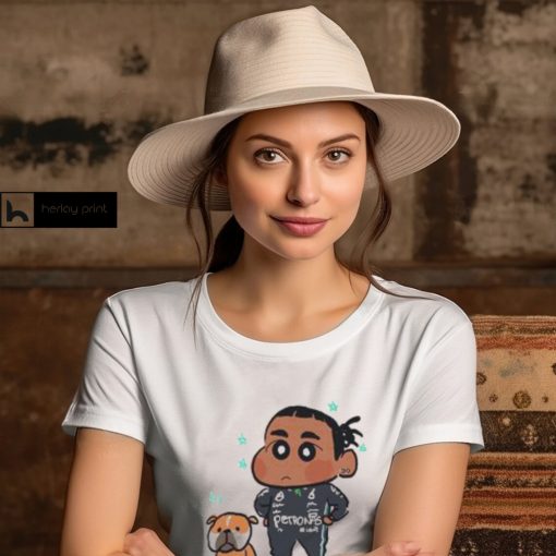 Mercedes AMG F1 Driver Lewis Hamilton And His Dog Roscoe In The Style Of Crayon Shin Chan Unisex T shirt